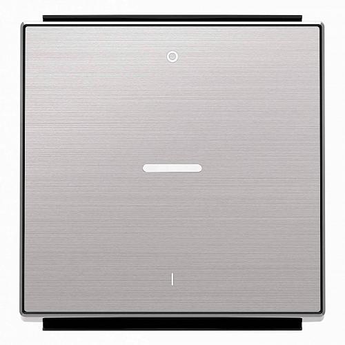 Лицевая панель ABB Sky выключателя одноклавишного с подсветкой символом I/O нержавеющая сталь 2CLA850140A1401