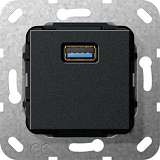 Розетка USB 3.0 A Gira System 55 черный матовый 568210