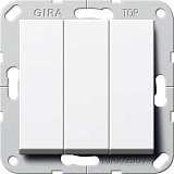 Выключатель трехклавишный Gira System 55 10A 250V чисто-белый глянцевый 284403