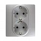 Розетка 2X2К+З Legrand Etika 16A 250V с/з со шторками безвинтовой зажим немецкий стандарт алюминий 672433 - фото №1