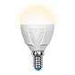 Лампа светодиодная Uniel E14 6W 3000K матовая LED-G45-6W/WW/E14/FR/DIM PLP01WH UL-00000694 - фото №1