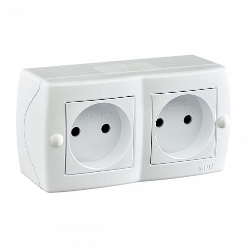 Розетка 2К двойная Mono Electric Octans IP20 16A 250V винтовое подключение белый 104-010106-121