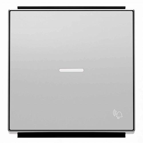 Лицевая панель ABB Sky выключателя одноклавишного с подсветкой Звонок серебристый алюминий 2CLA850430A1301