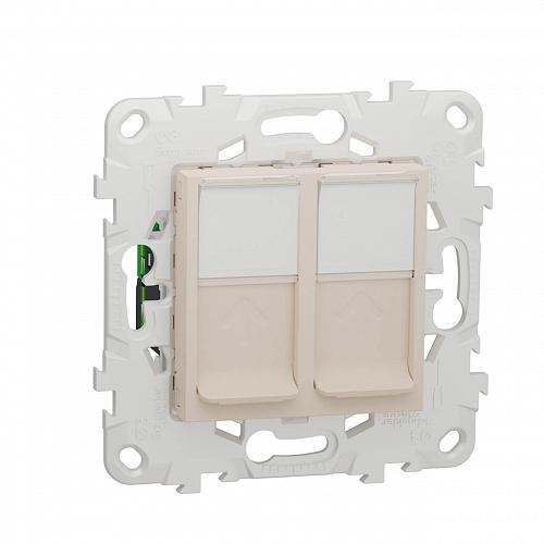 Розетка компьютерная RJ45X2 Schneider Electric Unica New Cat. 6 UTP NU542044
