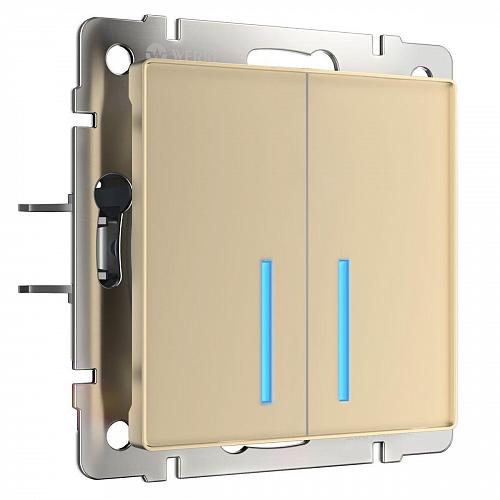 Сенсорный выключатель двухклавишный Werkel с подсветкой шампань W4520111 4690389171291