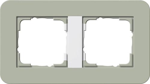 Рамка 2-постовая Gira E3 серо-зеленый/белый глянцевый 0212415