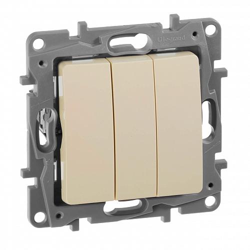 Выключатель трехклавишный Legrand Etika 10A 250V слоновая кость 672313
