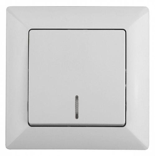 Выключатель одноклавишный ЭРА Intro Solo 10A 250V с подсветкой белый 4-102-01 Б0043270