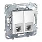Розетка телефонная 2xRJ11 Schneider Electric Unica MGU5.9090.18ZD - фото №1