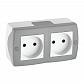 Розетка 2К двойная Mono Electric Octans IP20 16A 250V винтовое подключение бело-серый 104-020006-121 - фото №1
