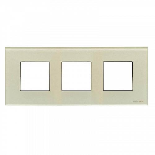 Рамка 3-постовая ABB Zenit стекло жемчужное 2CLA227300N3501