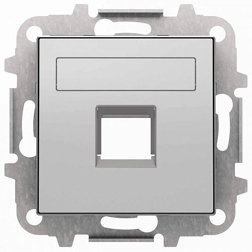 Лицевая панель ABB Sky розетки RJ12/RJ45 со шторками полем для надписи серебристый алюминий 2CLA851810A1301