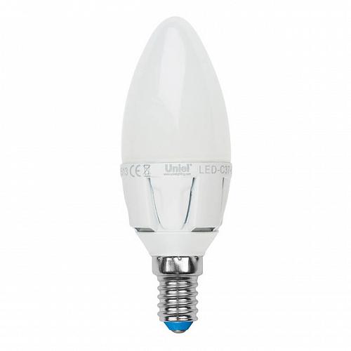 Лампа светодиодная (UL-00000768) Uniel E14 7W 3000K матовая LED-C37-7W/WW/E14/FR PLP01WH