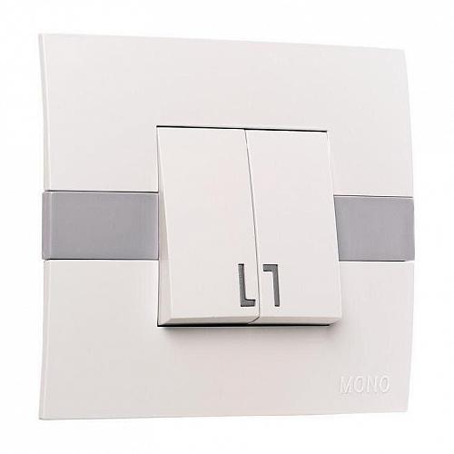 Выключатель Mono Electric Eсо двухклавишный с подсветкой белый 101-010101-103