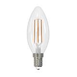 Лампа светодиодная филаментная диммируемая Uniel E14 9W 3000K прозрачная LED-C35-9W/3000K/E14/CL/DIM GLA01TR UL-00005185