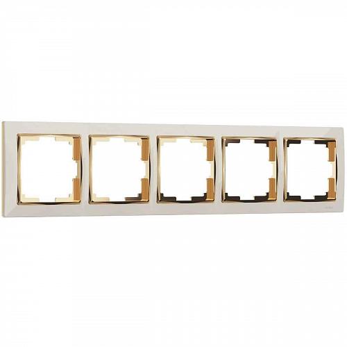 Рамка на 5 постов слоновая кость/золото Werkel W0051932 4690389161025