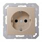 Розетка с заземлением с защитными шторками безвинтовой зажим Jung A 500 шампань A1520KICH - фото №1