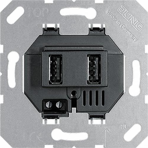 Розетка 2-я зарядная USB Jung черная USB3-2SW