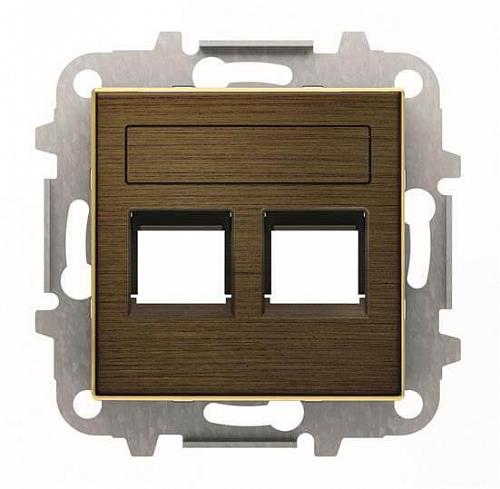 Лицевая панель ABB Sky розетки 2хRJ12/RJ45 со шторками полем для надписи античная латунь 2CLA851820A1201