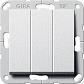 Выключатель трехклавишный Gira System 55 10A 250V британский стандарт алюминий 283026 - фото №1
