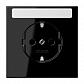 Розетка с заземлением с полем для надписи безвинтовой зажим Jung LS 990 черная LS520NASW - фото №1
