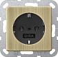 Розетка Gira System 55 Schuko с/з 16A 250V безвинтовой зажим бронза/антрацит 0188603 - фото №1