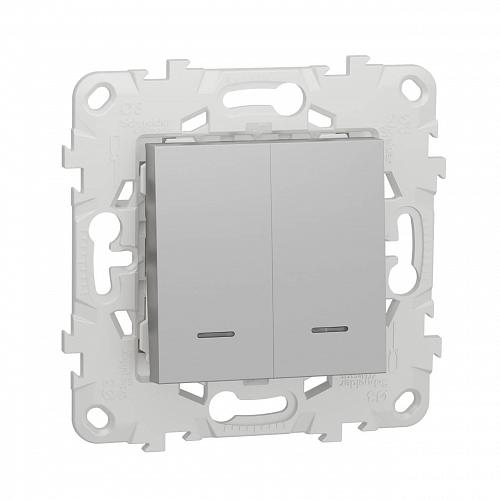 Выключатель двухклавишный Schneider Electric Unica New NU521130N
