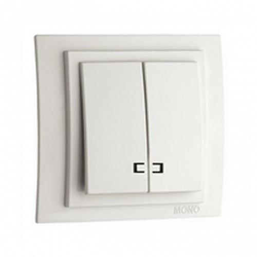 Выключатель Mono Electric Despina/ Larissa двухклавишный с подсветкой слоновая кость 500-000125-103