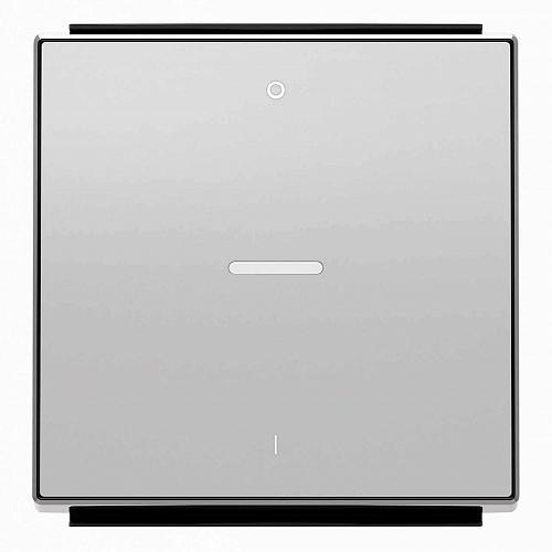 Лицевая панель ABB Sky выключателя одноклавишного с подсветкой символом I/O серебристый алюминий 2CLA850140A1301
