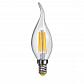 Лампа светодиодная филаментная Voltega E14 4W 2800К свеча на ветру прозрачная VG10-CW1E14warm4W-F 7004 - фото №1
