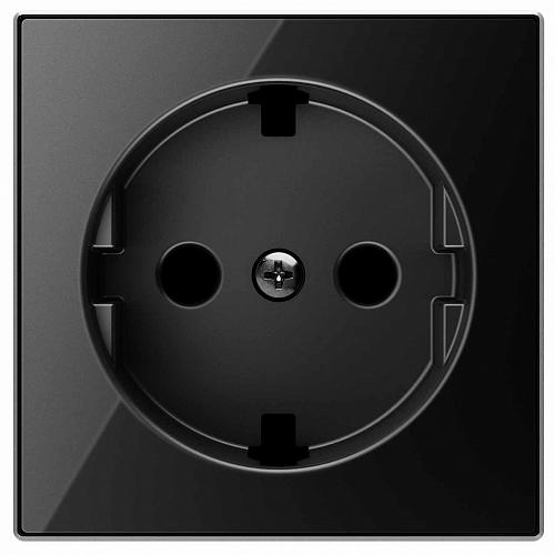 Лицевая панель ABB Sky розетки Schuko с/з стекло чёрное 2CLA858890A2501