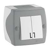 Выключатель Mono Electric Octans IP20 двухклавишный бело-серый 104-020001-102